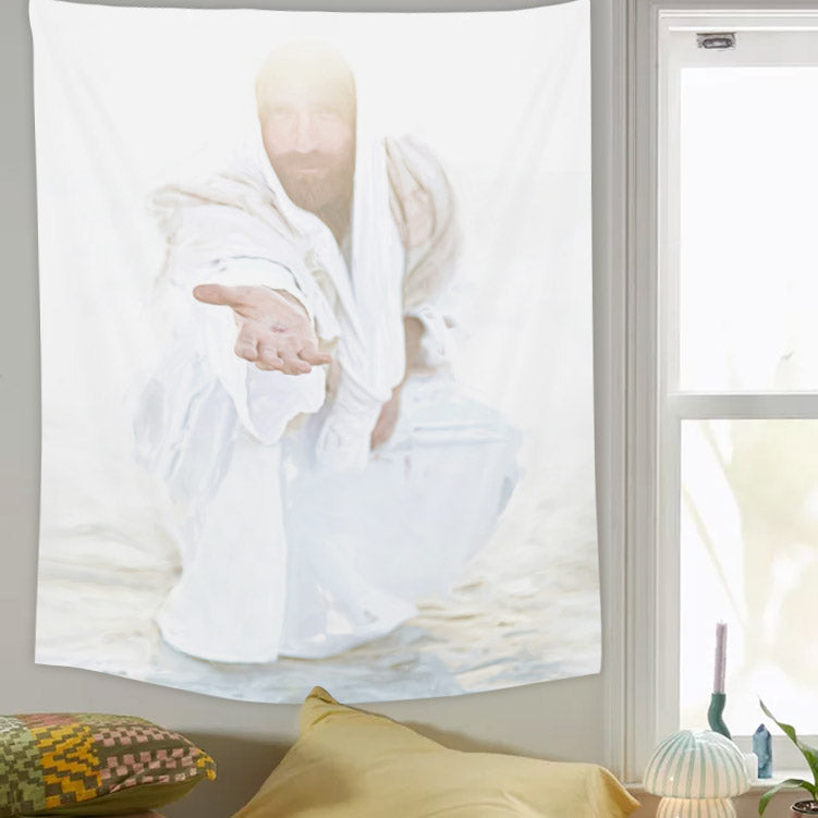 Jesus Rescue Tapestry - Jesus Christ Tapestry - Christian Wall Art - Religious Tapestry - Ciaocustom