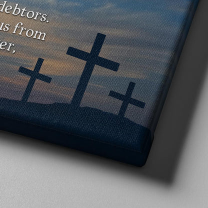 3 Cross Sunrise Sunset & The Lords Prayer Wall Art - Christian Canvas Wall Art