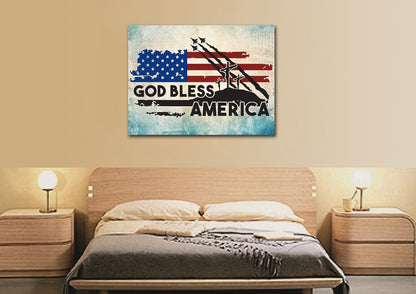 3 Crosses American Flag Patriotic Wall Art - Christian Canvas Wall Art