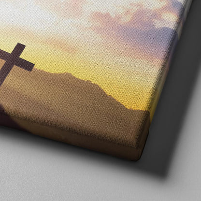3 Crosses As For Me And My House We Will Serve The Lord Wall Art - Christian Canvas Wall Art