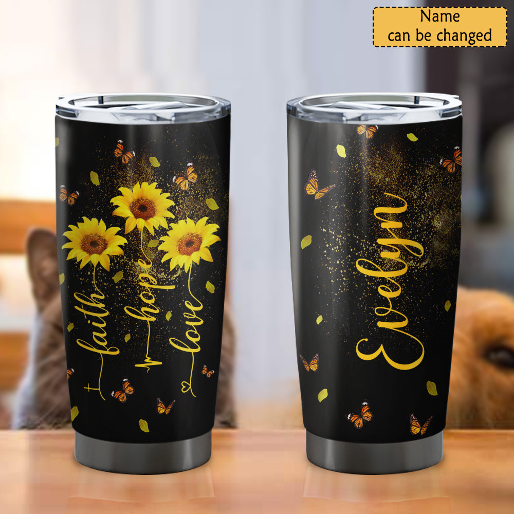 We Love Because He First Loved Us - Personalized Tumbler - Stainless Steel Tumbler - 20oz Vagabond Tumbler - Tumbler For Cold Drinks - Ciaocustom