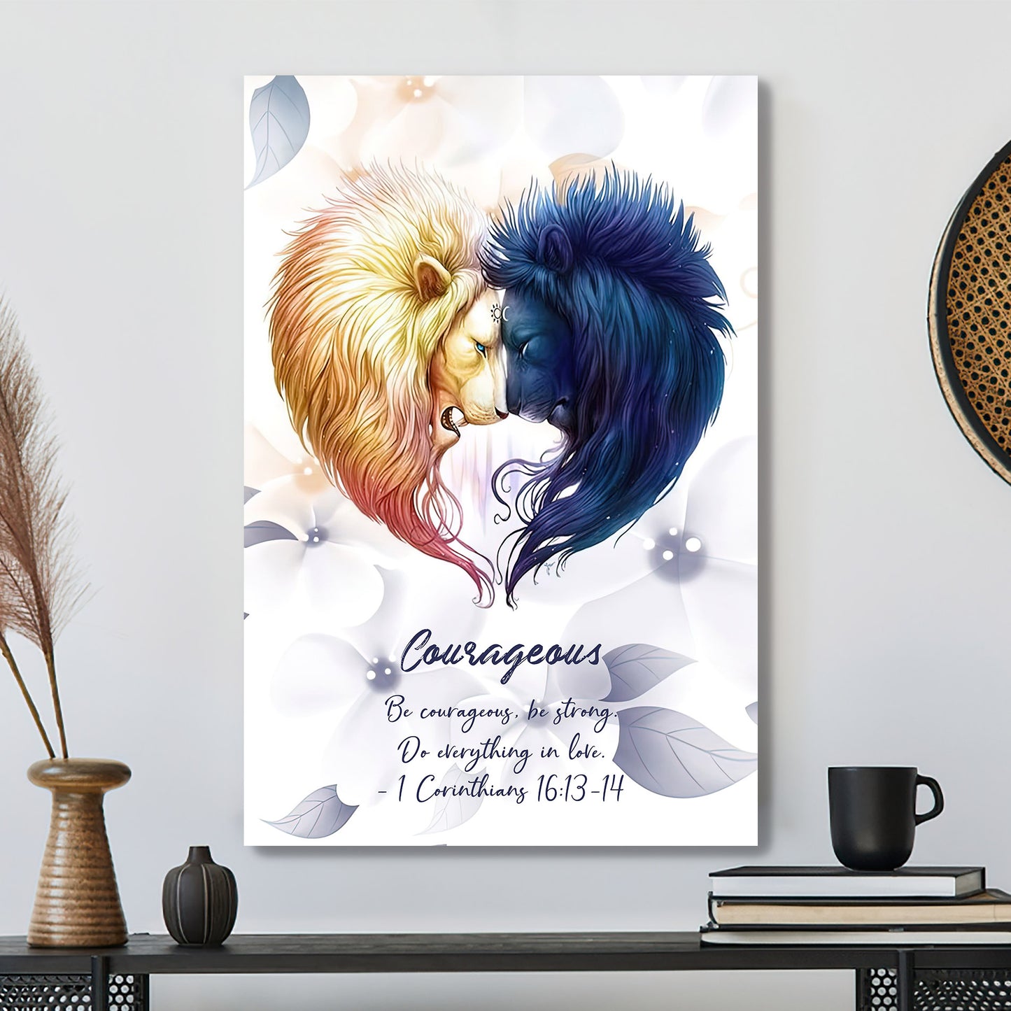 Courageaus Be Strong - Lion - Christian Canvas Prints - Faith Canvas - Bible Verse Canvas - Ciaocustom