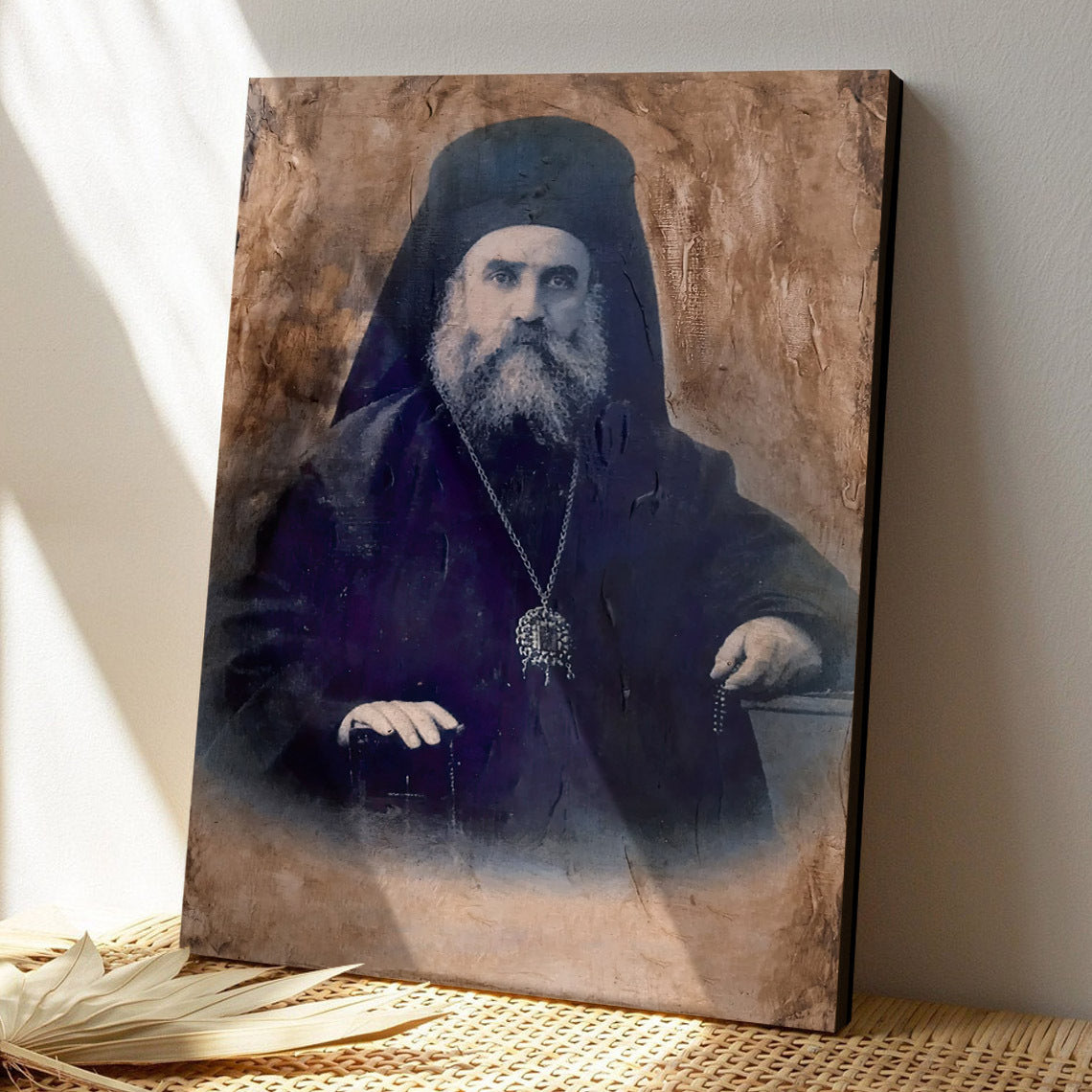 Saint Nektarios Canvas - Saint Nektarios Real Face Portrait - Byzantine Greek Orthodox - Religious Gift - Ciaocustom