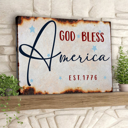 God Bless America - Est 1776 - Fourth Of July Paintings - Independence Day Canvas Wall Art - Ciaocustom