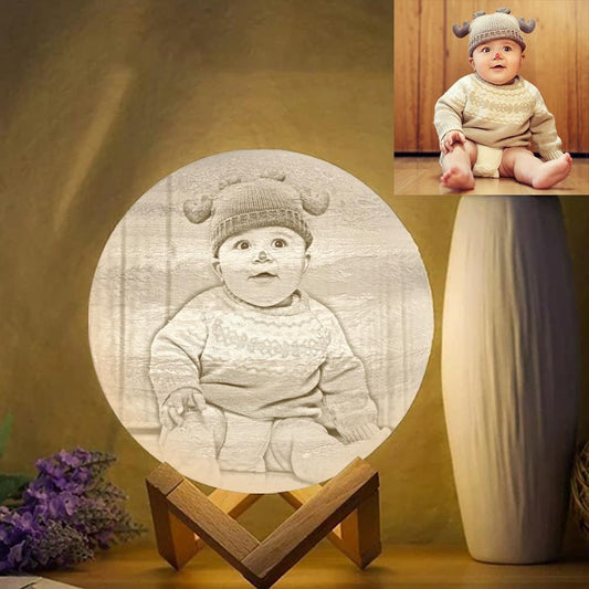 3d Printed Moon Lamp Personalized Cute Baby - Baby Baptism Gift - Personalized Gift For Kids