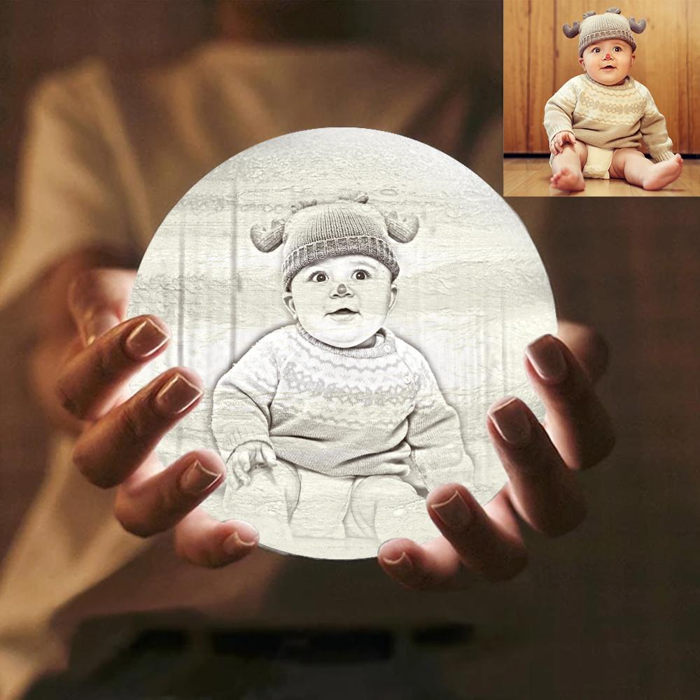 3d Printed Moon Lamp Personalized Cute Baby - Baby Baptism Gift - Personalized Gift For Kids