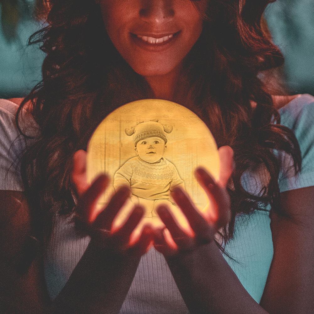 3d Printed Moon Lamp Personalized Cute Baby - Baby Baptism Gift - Personalized Gift For Kids
