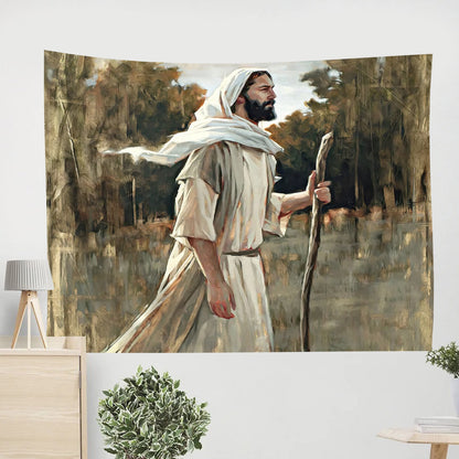 Forward in Faith -Tapestry Wall Hanging - Jesus Christ Tapestry Wall Art - Christian Wall Art - Ciaocustom