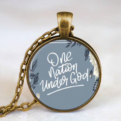 One Nation Under God - Religious Pendant - Jesus Christ Necklace - Ciaocustom