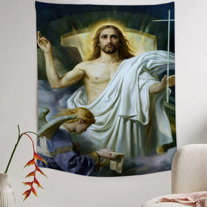 Christ's Victory Over The Grave Painting Tapestry - Christian Tapestry - Jesus Wall Tapestry - Religious Tapestry Wall Hangings - Bible Verse Tapestry - Ciaocustom