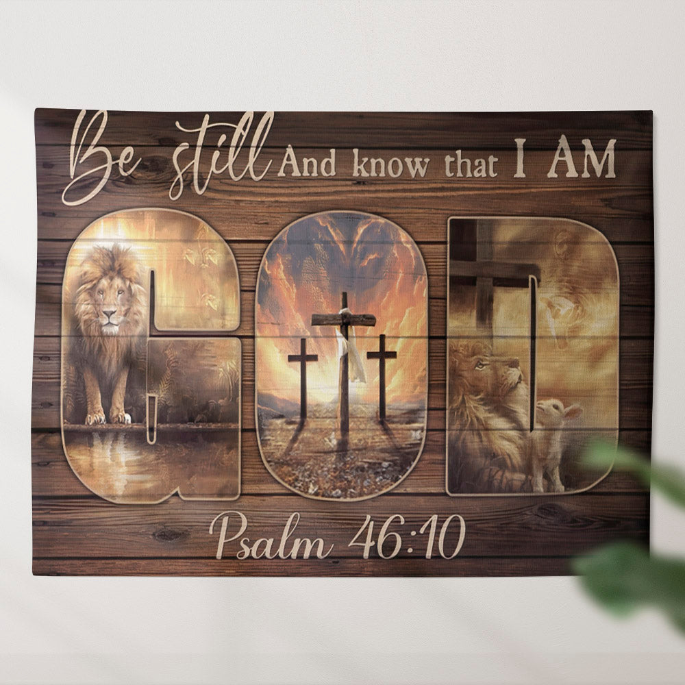 Lion Of Judah Tapestry - Be Still And Know That I Am God - The Amazing Spirit - God Tapestry - Religious Tapestry - Christian Gift - Ciaocustom