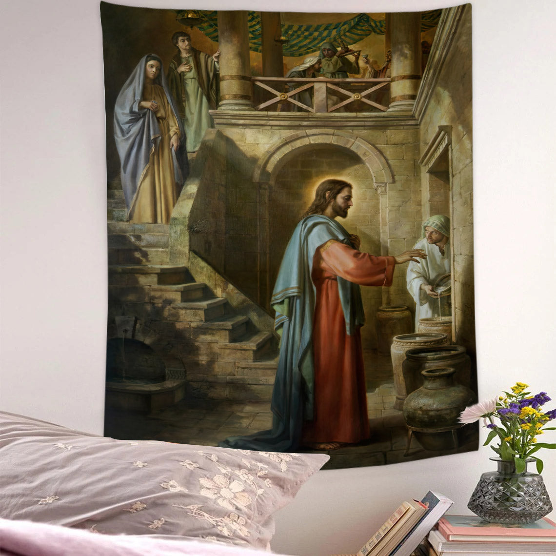 Christ Painting Tapestry - Christian Tapestry - Jesus Wall Tapestry - Religious Tapestry Wall Hangings - Bible Verse Tapestry - Ciaocustom