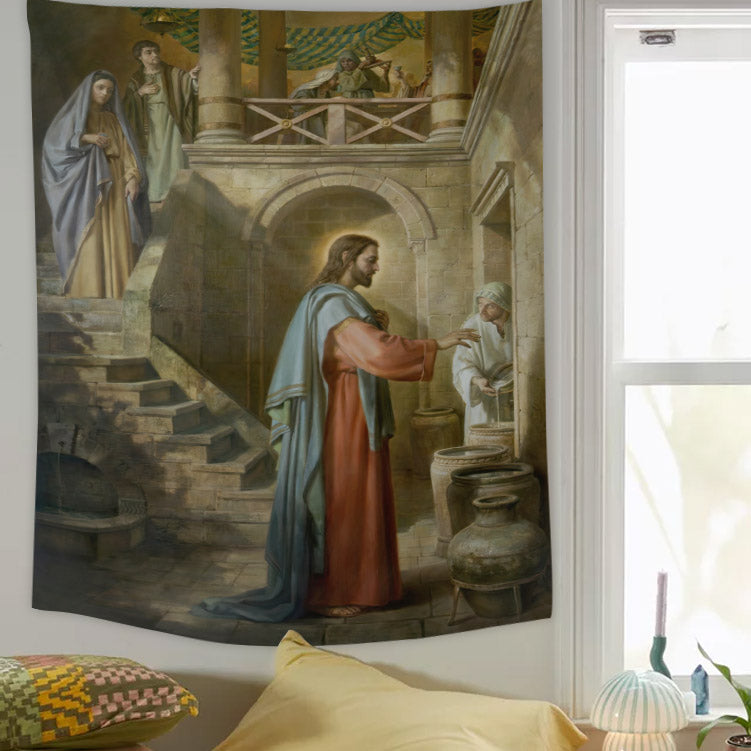 Christ Painting Tapestry - Christian Tapestry - Jesus Wall Tapestry - Religious Tapestry Wall Hangings - Bible Verse Tapestry - Ciaocustom