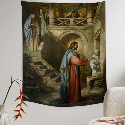 Christ Painting Tapestry - Christian Tapestry - Jesus Wall Tapestry - Religious Tapestry Wall Hangings - Bible Verse Tapestry - Ciaocustom