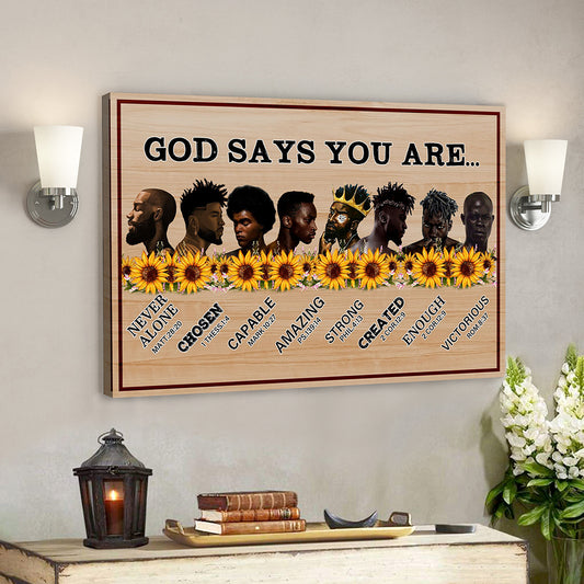 God Canvas - Bible Verse Canvas - Christian Canvas Art - God Says You are Poster - African American - Ciaocustom
