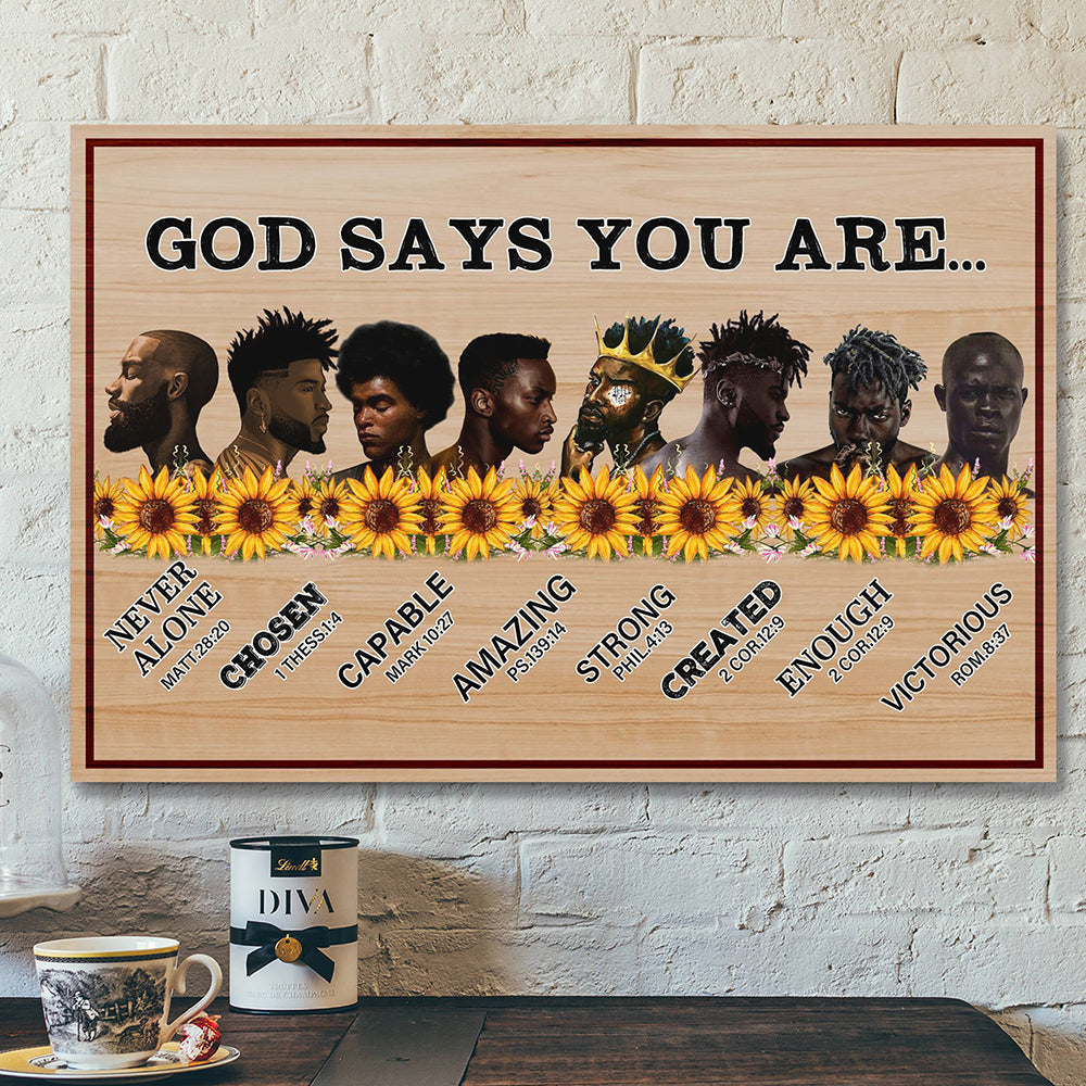 God Canvas - Bible Verse Canvas - Christian Canvas Art - God Says You are Poster - African American - Ciaocustom