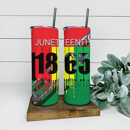 Juneteenth 1865 - Juneteenth Tumbler - Stainless Steel Tumbler - 20 oz Skinny Tumbler - Tumbler For Cold Drinks - Ciaocustom