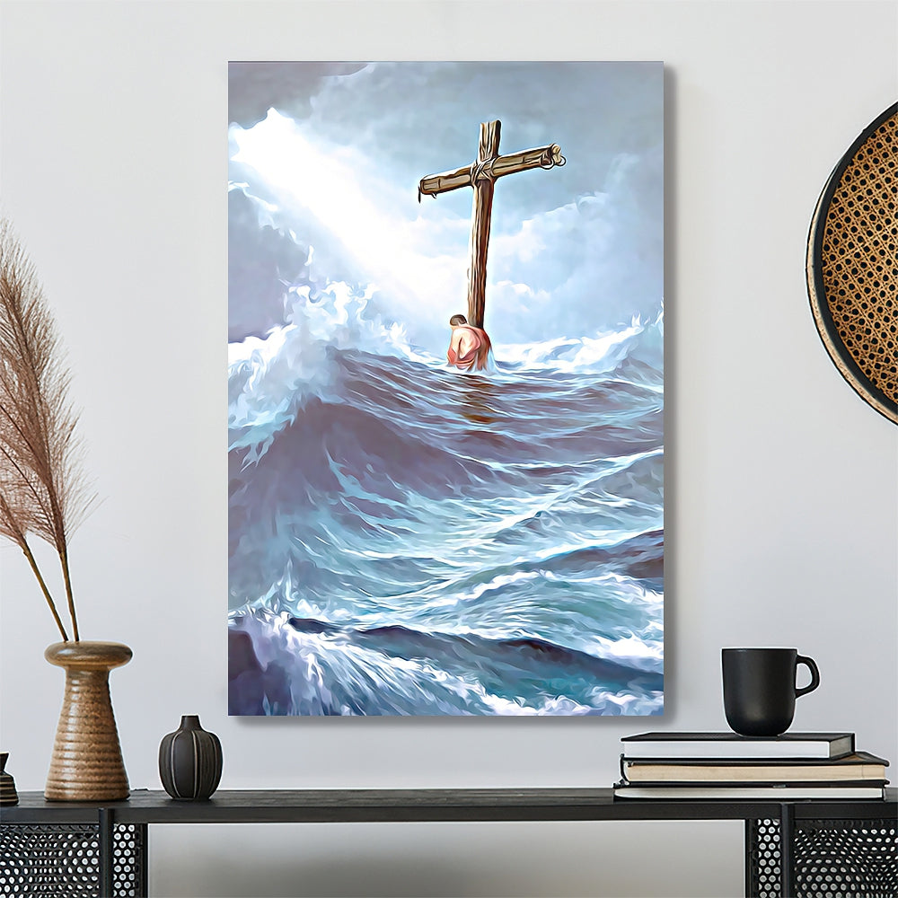 Clinging To The Cross - Jesus Canvas Painting - Jesus Poster - Jesus Canvas Wall Art - Christian Canvas Prints - Gift For Christian - Ciaocustom