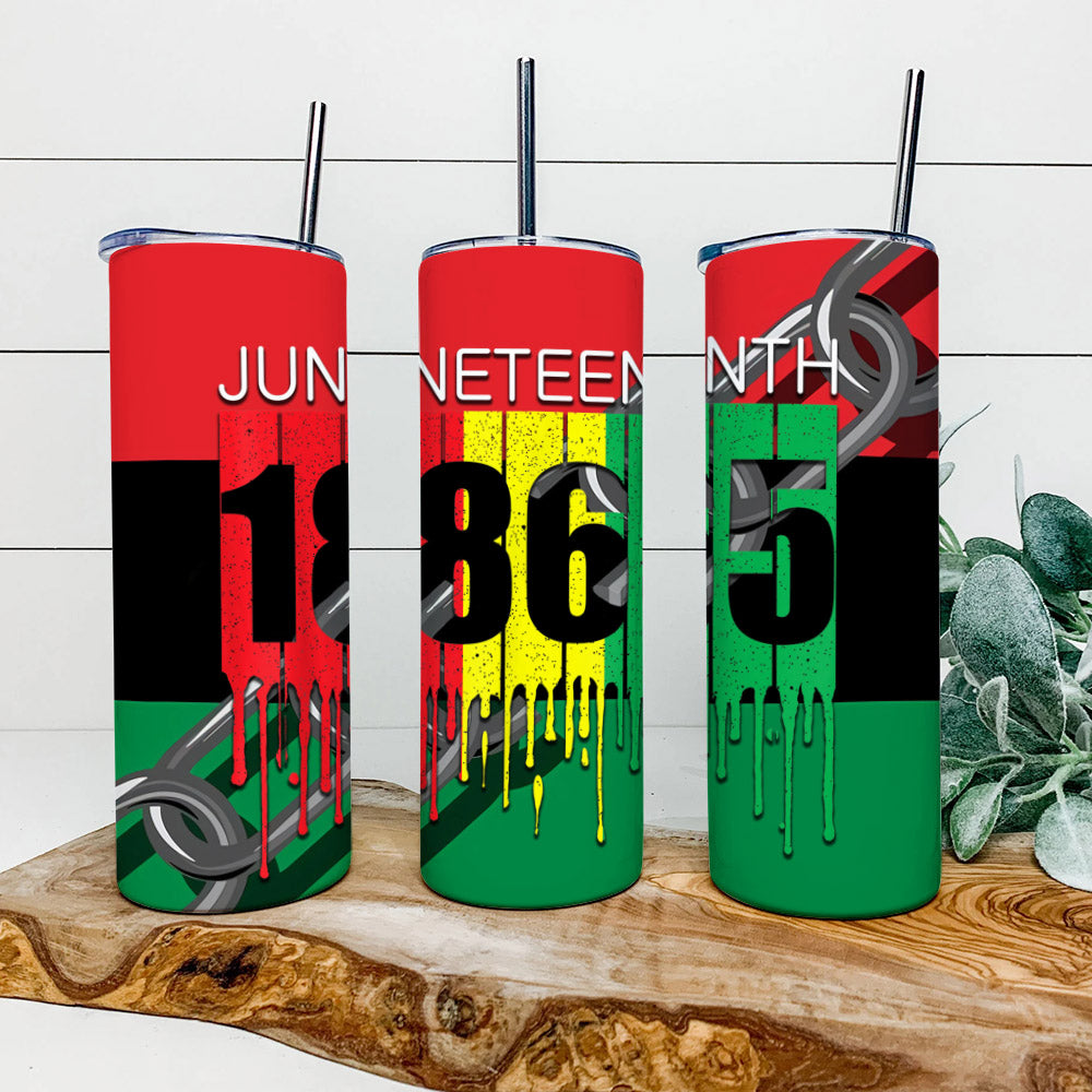 Juneteenth 1865 - Juneteenth Tumbler - Stainless Steel Tumbler - 20 oz Skinny Tumbler - Tumbler For Cold Drinks - Ciaocustom