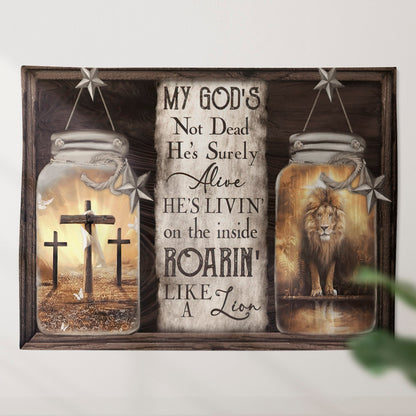 My God's Surely Alive Tapestry - Lion Of Judah With Cross - Christian Wall Tapestry - Religious Tapestry - Bible Verse Wall Tapestry - Ciaocustom