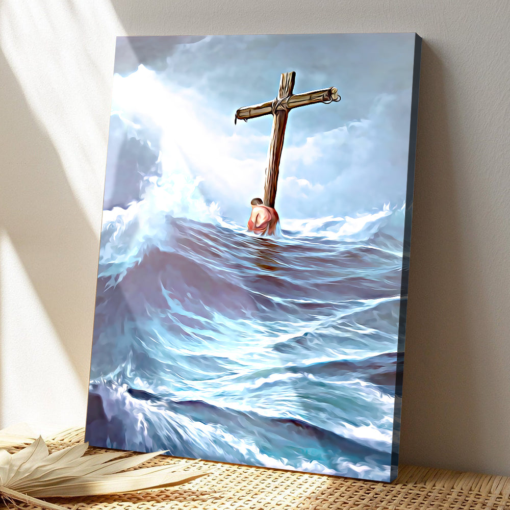 Clinging To The Cross - Jesus Canvas Painting - Jesus Poster - Jesus Canvas Wall Art - Christian Canvas Prints - Gift For Christian - Ciaocustom