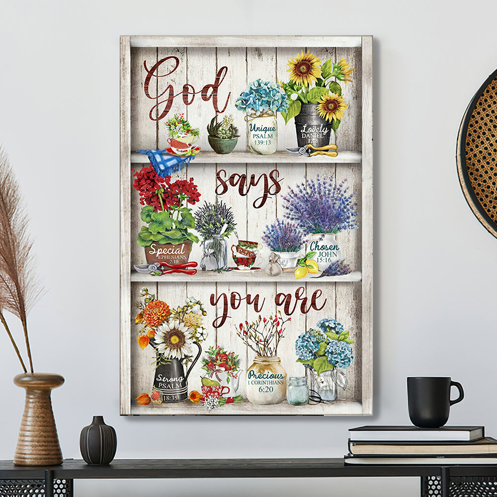 Christian Canvas Wall Art - Scripture Wall Decor - God Says You Are Flower Canvas Poster - Jesus Canvas - Ciaocustom