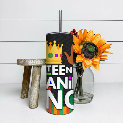 Juneteenth Melanin King - Juneteenth Tumbler - Stainless Steel Tumbler - 20 oz Skinny Tumbler - Tumbler For Cold Drinks - Ciaocustom