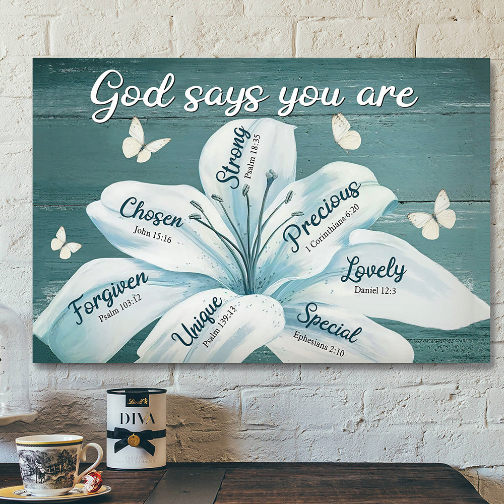 God Canvas - Bible Verse Wall Art Canvas - Scripture Wall Decor - God Says You Are Strong Canvas Poster - Ciaocustom