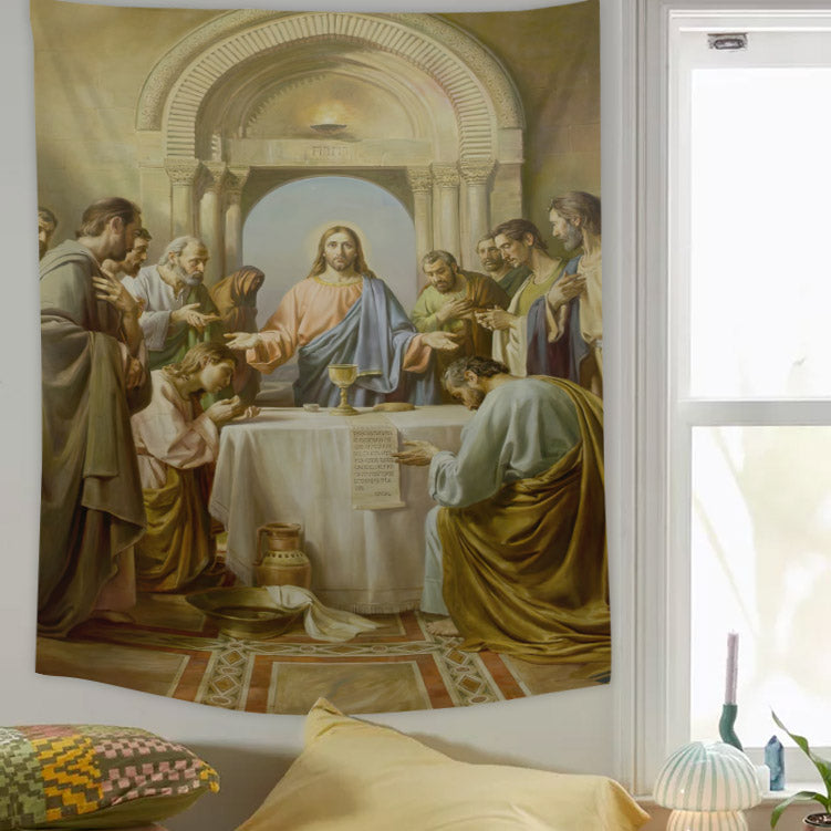 The Holy Supper of Jesus Art - Christian Wall Tapestry - God Tapestry - Religious Tapestry Wall Hangings - Bible Verse Wall Tapestry - Religious Tapestry - Ciaocustom
