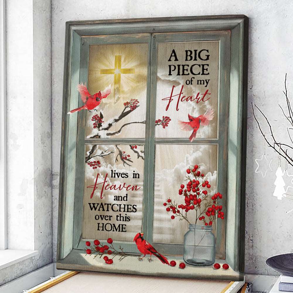 A Big Piece Of My Heart - Cardinal Bird - Christian Canvas Prints - Faith Canvas - Bible Verse Canvas - Ciaocustom