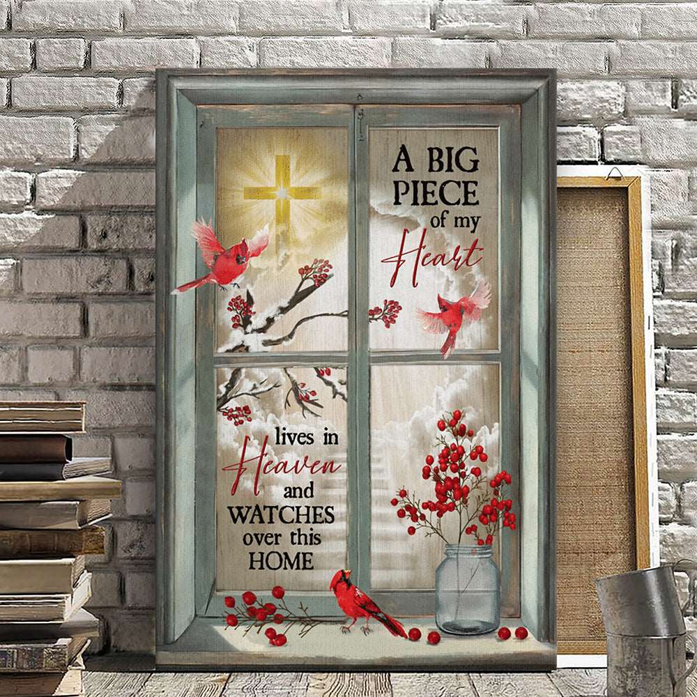 A Big Piece Of My Heart - Cardinal Bird - Christian Canvas Prints - Faith Canvas - Bible Verse Canvas - Ciaocustom
