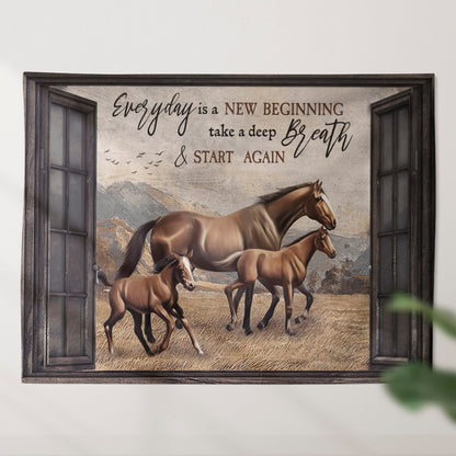 Everyday Is A New Beginning - Horses Tapestry - Jesus Tapestry - Christian Tapestry Wall Hanging - Religious Tapestry - Christian Gift - Ciaocustom