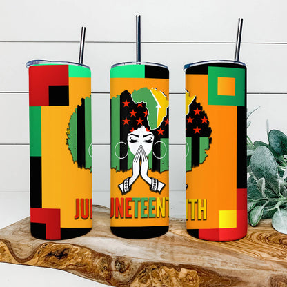 Black Girl - Juneteenth Tumbler - Stainless Steel Tumbler - 20 oz Skinny Tumbler - Tumbler For Cold Drinks - Ciaocustom