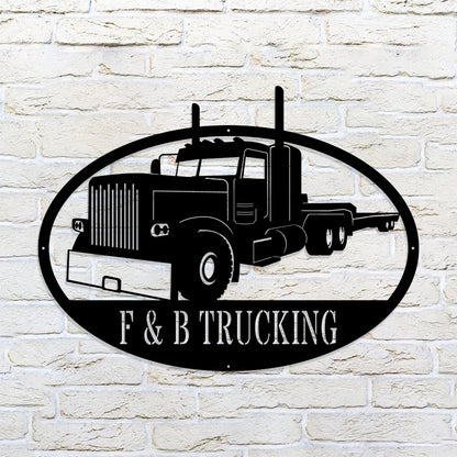 Custom Flat Bed Semi Metal Sign - Personalized Metal Truck Wall Art - Metal Truck Decor - Gifts For Truck Drivers