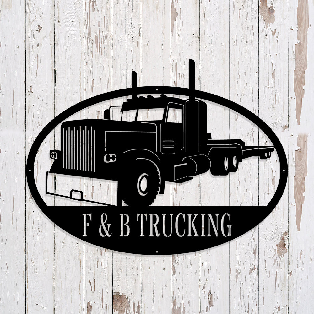 Custom Flat Bed Semi Metal Sign - Personalized Metal Truck Wall Art - Metal Truck Decor - Gifts For Truck Drivers