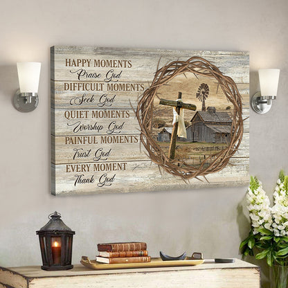 Christian Canvas Wall Art - Scripture Wall Decor - Happy Moments Praise God Canvas Poster - Ciaocustom
