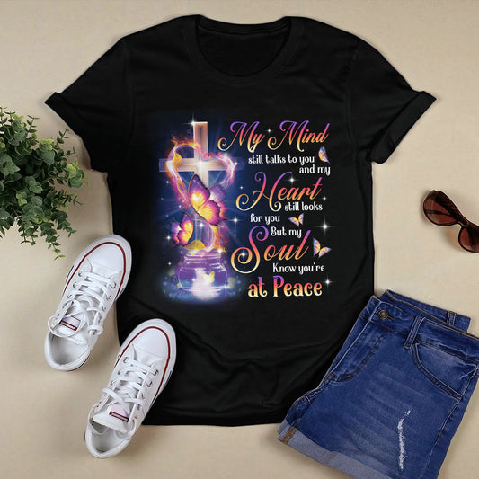 My Mind Still Talks To You - Butterfly And Heart T- Shirt - Jesus T-Shirt - Christian Shirts For Men & Women - Ciaocustom