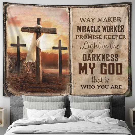 Way Maker Miracle Worker Promise Keeper Tapestry - Christian Cross Tapestry - Religious Tapestry Wall Hangings - Gift For Christian - Ciaocustom