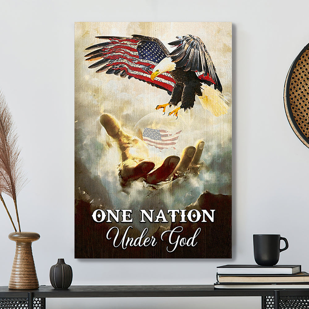 Bible Verse Wall Art Canvas - Jesus Canvas Art - Hand Jesus One Nation Under God Canvas Poster - Ciaocustom