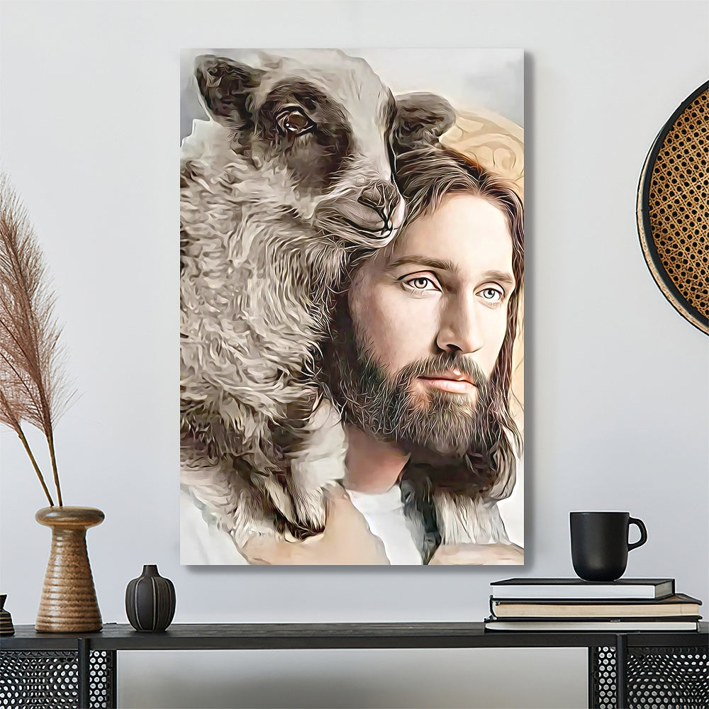 Jesus And Sheep Canvas Painting - Jesus Pictures - Jesus Canvas - Jesus Wall Art - Christ Pictures - Faith Canvas - Gift For Christian - Ciaocustom
