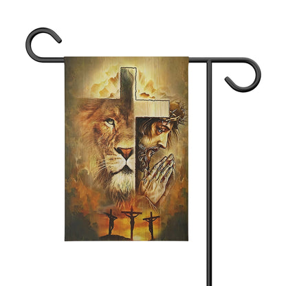 Jesus And Lion - Christian's Flag - Garden Decor - Garden Flag Stand - Christian Gift - Ciaocustom