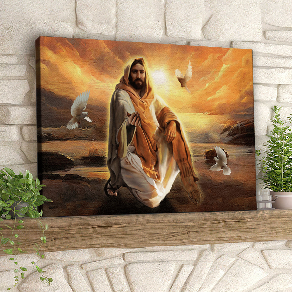 Jesus And Dove - Jesus Wall Art - Christ Pictures - Christian Canvas Prints - Faith Canvas - Gift For Christian - Ciaocustom