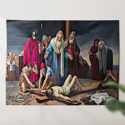 Eleventh Station: Jesus Is Nailed To The Cross - Religious Wall Decor - Christian Wall Tapestry - Biblical Tapestries - Ciaocustom