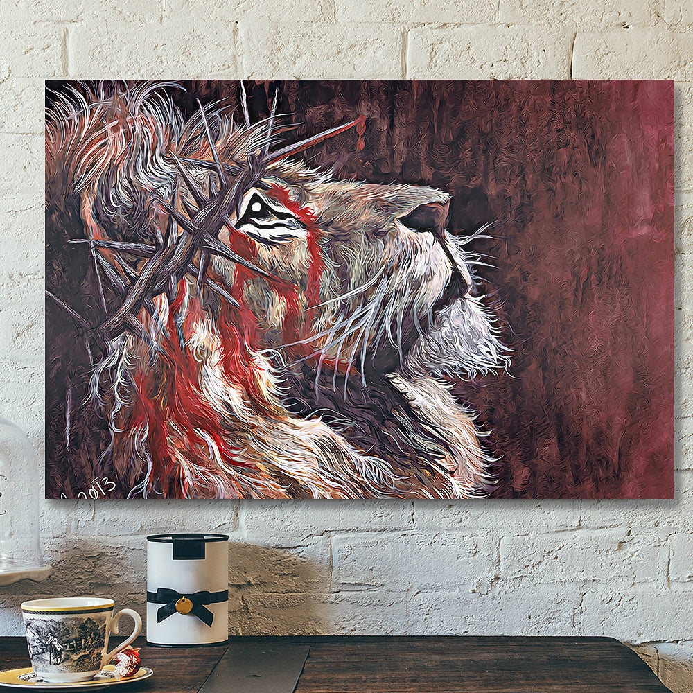 Lions Wearing Thorns - Christian Artwork - Religious Wall Decor - Faith Canvas Wall Art - Scripture Wall Art - Ciaocustom