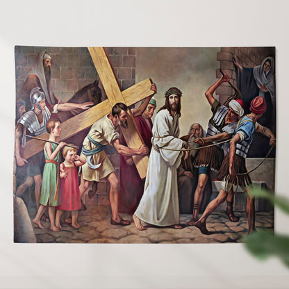 Jesus Meets Simon - Religious Wall Decor - Christian Wall Tapestry - Biblical Tapestries - Ciaocustom