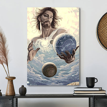 The Hands Of Him Holding The Planet Earth Canvas Wall Art - Ciaocustom