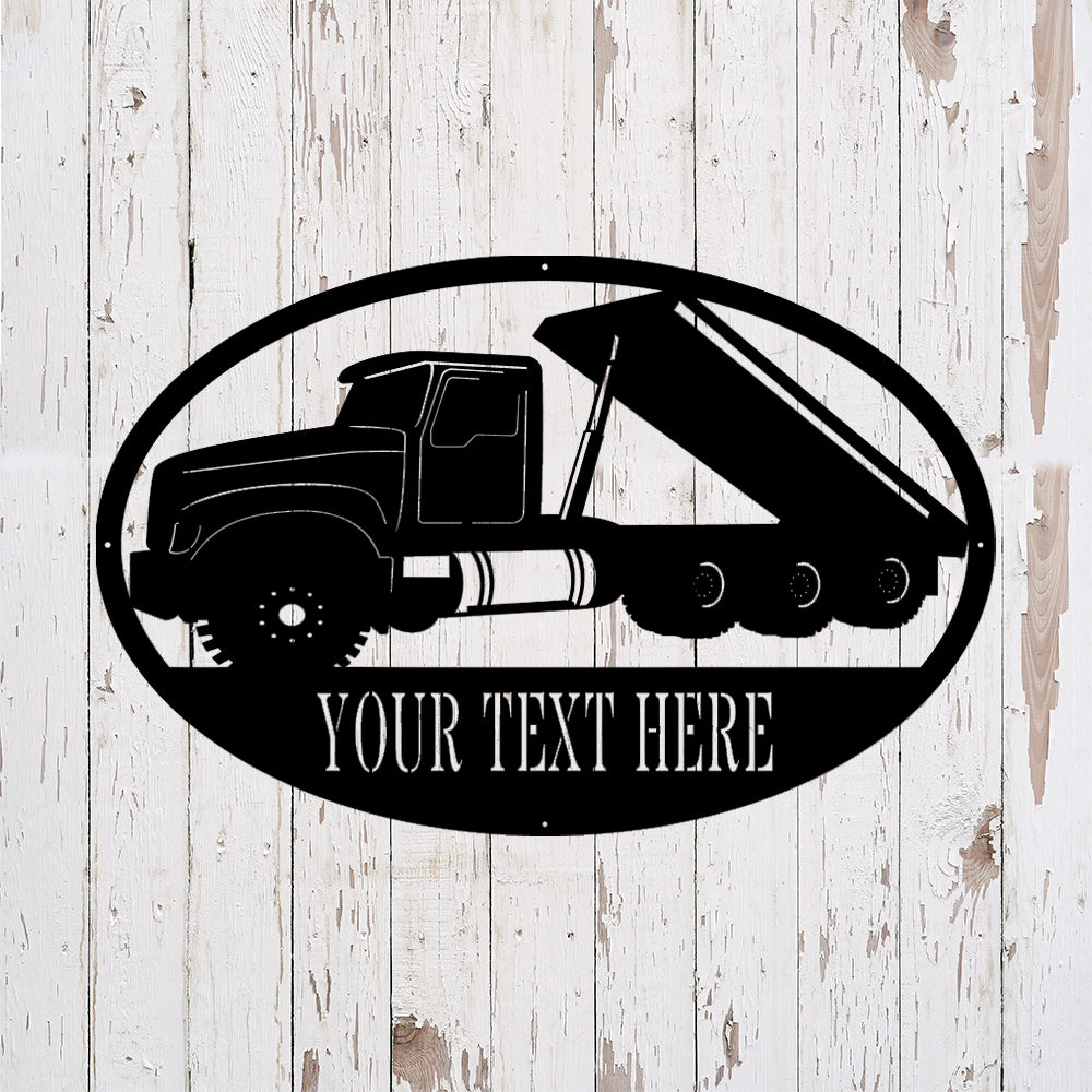 Custom Roll Off Metal Sign - Personalized Metal Truck Wall Art - Metal Truck Decor - Gifts For Truck Drivers
