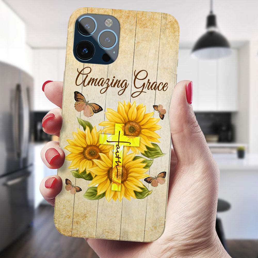 Amazing Grace - Sunflower - Christian Phone Case - Religious Phone Case - Bible Verse Phone Case - Ciaocustom