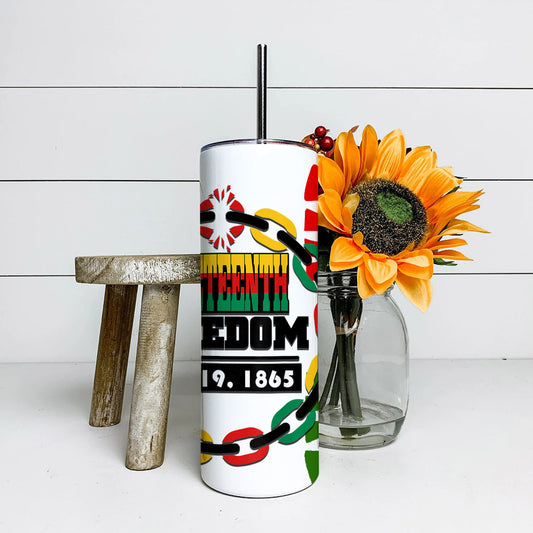 Juneteeth Freedom June 19 - Black Girl - Juneteenth Tumbler - Stainless Steel Tumbler - 20 oz Skinny Tumbler - Tumbler For Cold Drinks - Ciaocustom