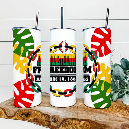 Juneteeth Freedom June 19 - Black Girl - Juneteenth Tumbler - Stainless Steel Tumbler - 20 oz Skinny Tumbler - Tumbler For Cold Drinks - Ciaocustom